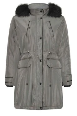 YOURS - Manteau Parka Gris Charbonneux Capuche Fausse Fourrure 17 YOURS - Manteau Parka Gris Charbonneux Capuche Fausse Fourrure -Evans Boutique 509cc0a2 b762 4a 120922 X