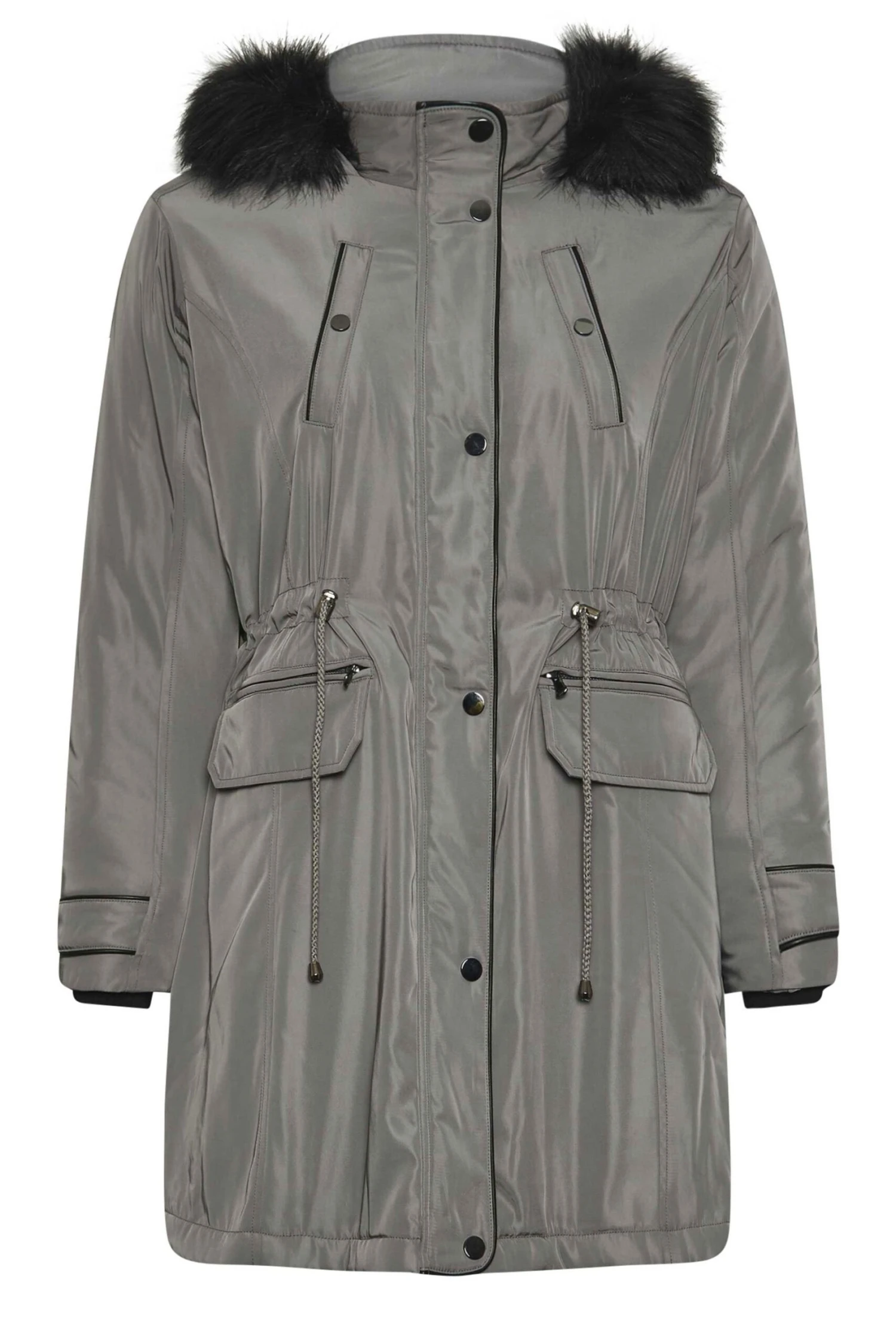 YOURS - Manteau Parka Gris Charbonneux Capuche Fausse Fourrure 10 YOURS - Manteau Parka Gris Charbonneux Capuche Fausse Fourrure – Image 8