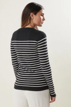 LTS Tall Black Fine Knit Striped Jumper -Evans Boutique 5183730f 216d 4f 354307 C