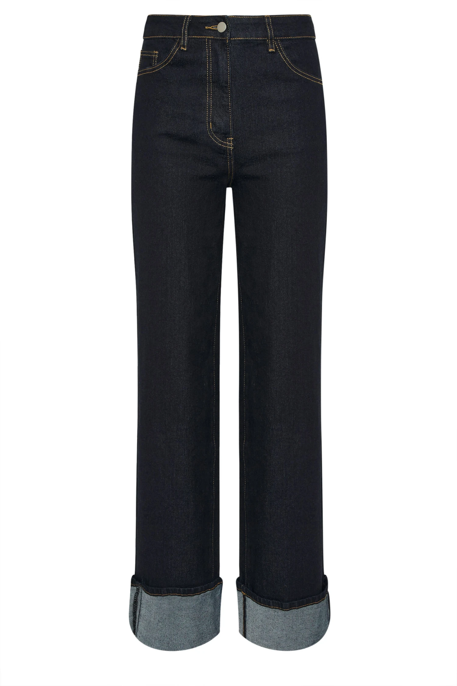 LTS Tall Dark Blue Turn Up Wide Leg Jeans 8 LTS Tall Dark Blue Turn Up Wide Leg Jeans – Image 6