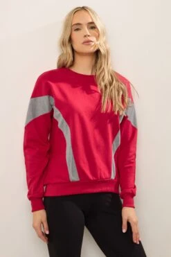 LTS Tall Red Colour Block Sweatshirt 9 LTS Tall Red Colour Block Sweatshirt -Evans Boutique 51f35020 c008 49 356161 A