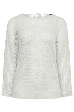 YOURS - Pull Gris Métallique En Crochet -Evans Boutique 51fc0e4d 1f16 4b 280171 X