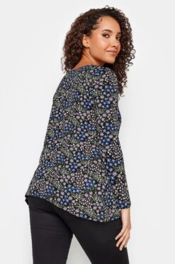 M&Co Black Floral Print Long Sleeve Top 9 M&Co Black Floral Print Long Sleeve Top -Evans Boutique 5226aab0 b96b 4f 501173 C