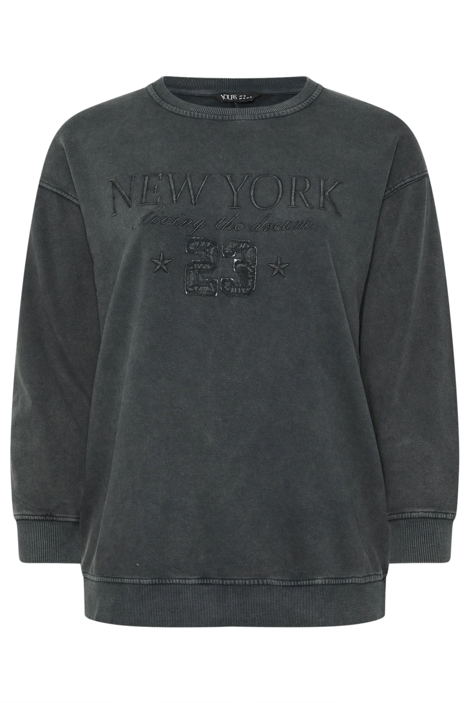YOURS - Sweatshirt Gris Charbonneux Brodé 'New York' 7 YOURS - Sweatshirt Gris Charbonneux Brodé 'New York' – Image 5