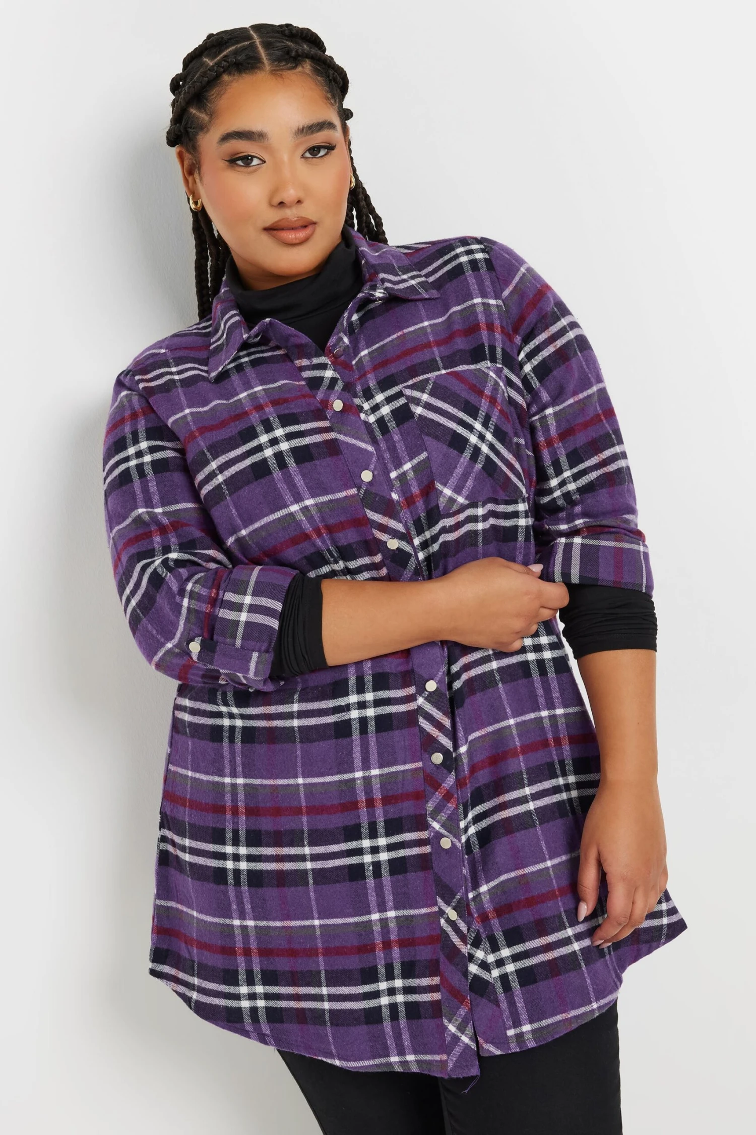 YOURS - Chemisier Boyfriend Violet à Carreaux 3 YOURS - Chemisier Boyfriend Violet à Carreaux