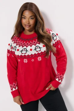 YOURS Curve Pull De Noël Fantaisie Rouge à Motif Pingouin Fairisle 9 YOURS Curve Pull De Noël Fantaisie Rouge à Motif Pingouin Fairisle -Evans Boutique 526e58ed fc7d 4b 280465 A