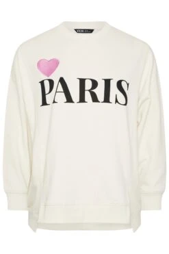 YOURS Curve Sweat-shirt Crème « Paris » Cœur 12 YOURS Curve Sweat-shirt Crème « Paris » Cœur -Evans Boutique 5281fba0 a469 40 126794 X