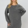 YOURS Curve Robe Sweat-shirt Grise à œillets 1 YOURS Curve Robe Sweat-shirt Grise à œillets -Evans Boutique 5284b1fd e924 43 304329 A