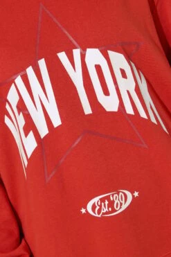 LIMITED COLLECTION Sweat-shirt Rouge Curve Avec Slogan « New York » 10 LIMITED COLLECTION Sweat-shirt Rouge Curve Avec Slogan « New York » -Evans Boutique 52a7a94b 1807 46 216889 D