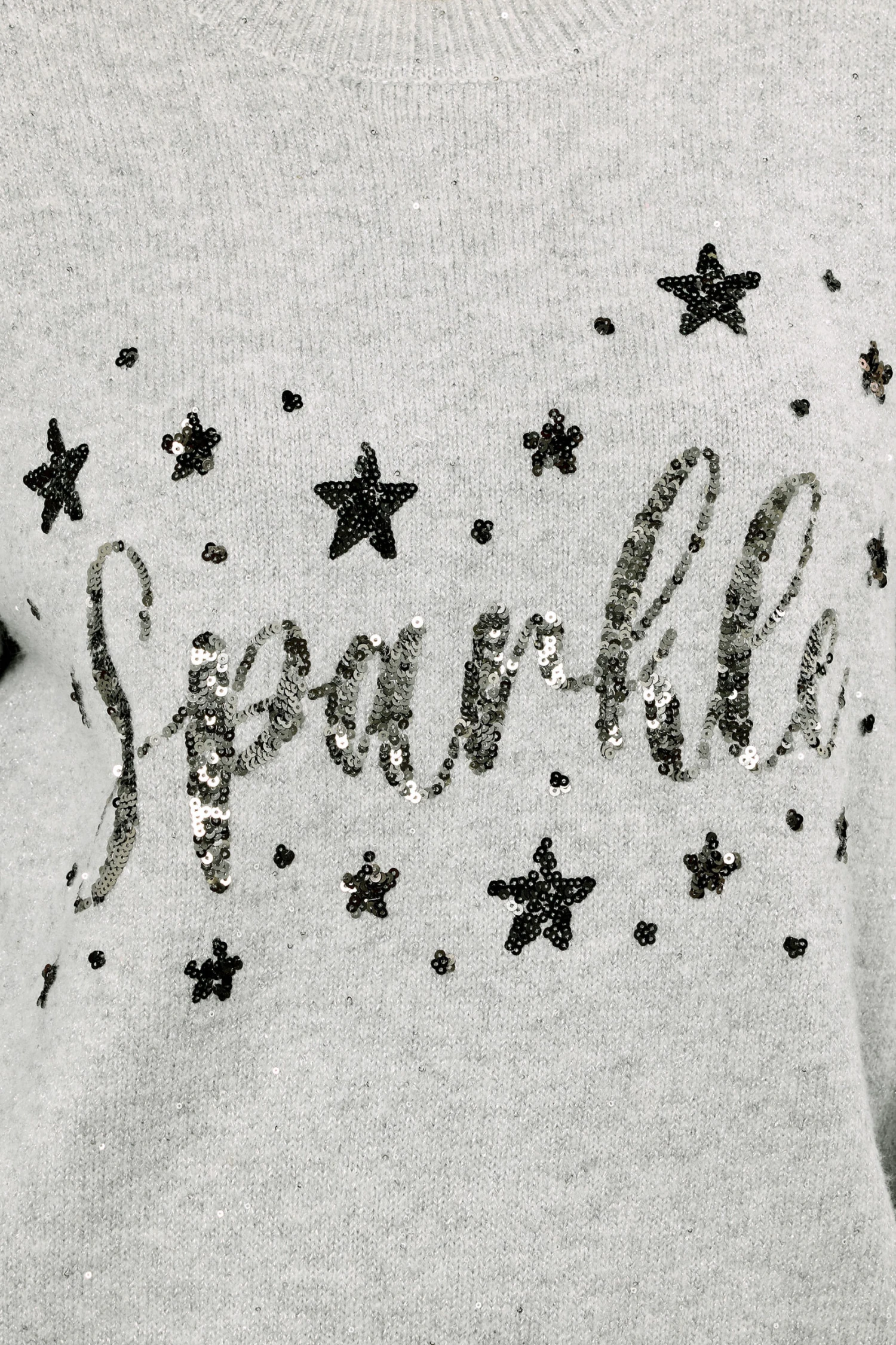 EVANS Curve Grey Sequin Embellished 'Sparkle' Christmas Jumper 6 EVANS Curve Grey Sequin Embellished 'Sparkle' Christmas Jumper – Image 4