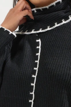 YOURS Curve Pull Noir à Détail écharpe Et Point De Couverture -Evans Boutique 5327d3b9 cab9 4e 280729 E