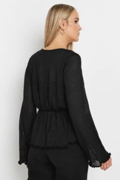 LTS Tall Black Velvet Bow Tie Front Top 9 LTS Tall Black Velvet Bow Tie Front Top -Evans Boutique 5350197c 1aae 4e 355536 C