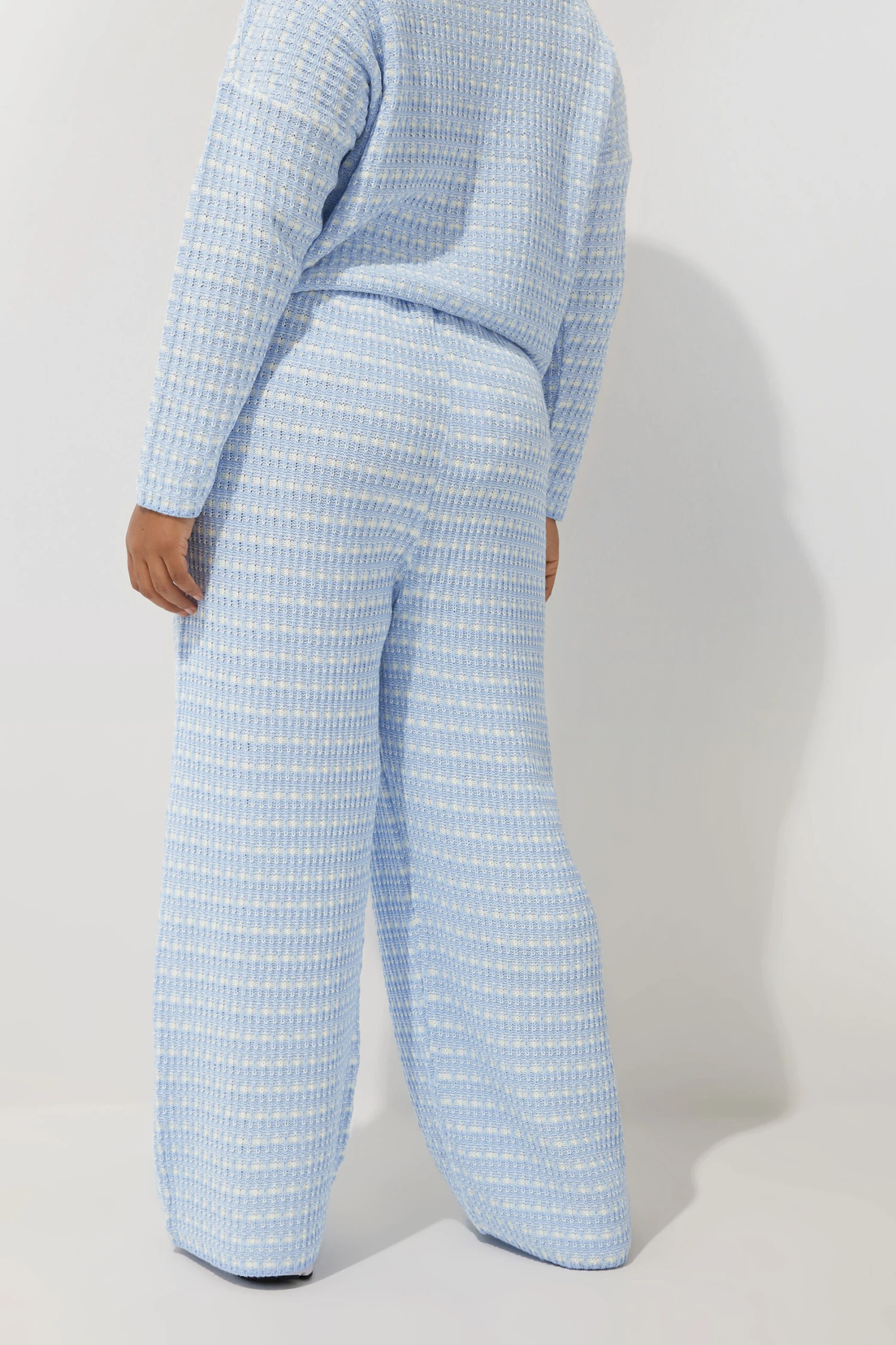 LIMITED COLLECTION - Pantalon Bleu Ciel Coupe Wide Leg Effet Tweed 5 LIMITED COLLECTION - Pantalon Bleu Ciel Coupe Wide Leg Effet Tweed – Image 3