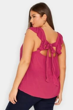 LTS - Top Rose Plissé Bretelles Volantées Tall -Evans Boutique 53ddc4a8 4a8d 4c 350449PS C