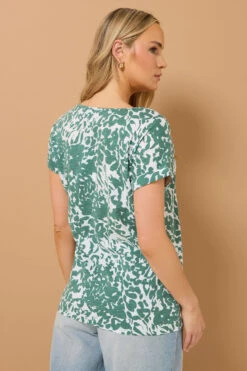 LTS Tall Sage Green Cotton Abstract Floral Henley Top 10 LTS Tall Sage Green Cotton Abstract Floral Henley Top -Evans Boutique 5454b5a8 a447 42 355815 C