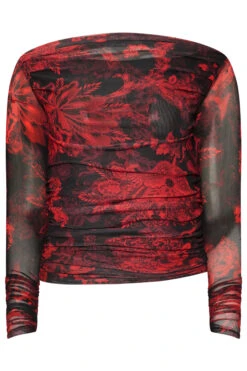 STAR Red Paisley Mesh Top -Evans Boutique 54b1c1b1 d6cf 4b 110707 X