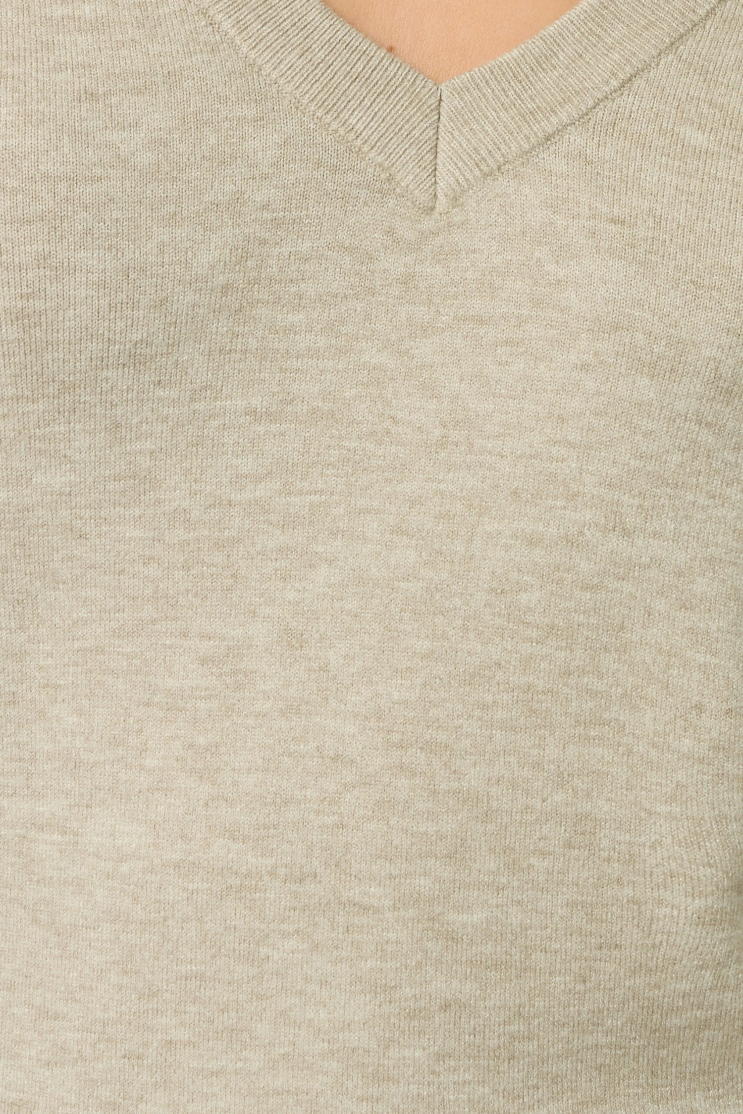 LTS Tall Natural Brown Marl Knit V-Neck Jumper 6 LTS Tall Natural Brown Marl Knit V-Neck Jumper – Image 4