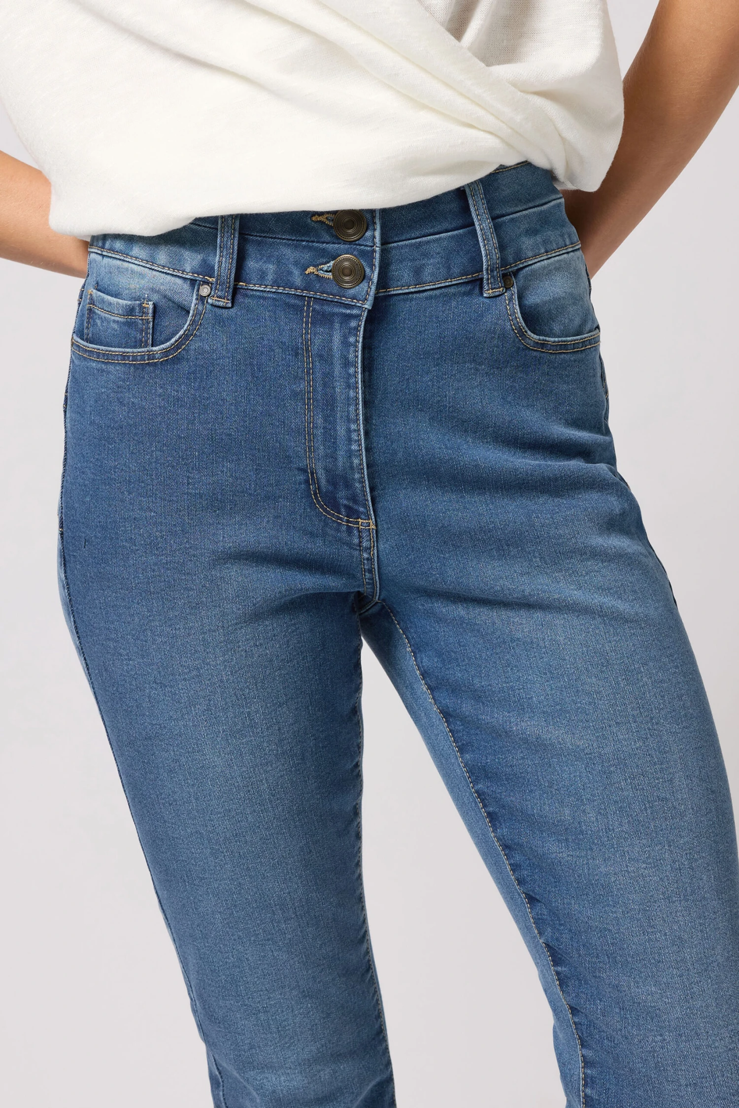 M&Co Mid Wash Blue Lift & Shape Kick Flare Jeans 5 M&Co Mid Wash Blue Lift & Shape Kick Flare Jeans – Image 3