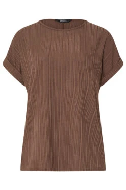 LTS Tall Chocolate Brown Textured Grown On Sleeve Top 13 LTS Tall Chocolate Brown Textured Grown On Sleeve Top -Evans Boutique 55ceb5b5 44ef 4e 356588 X