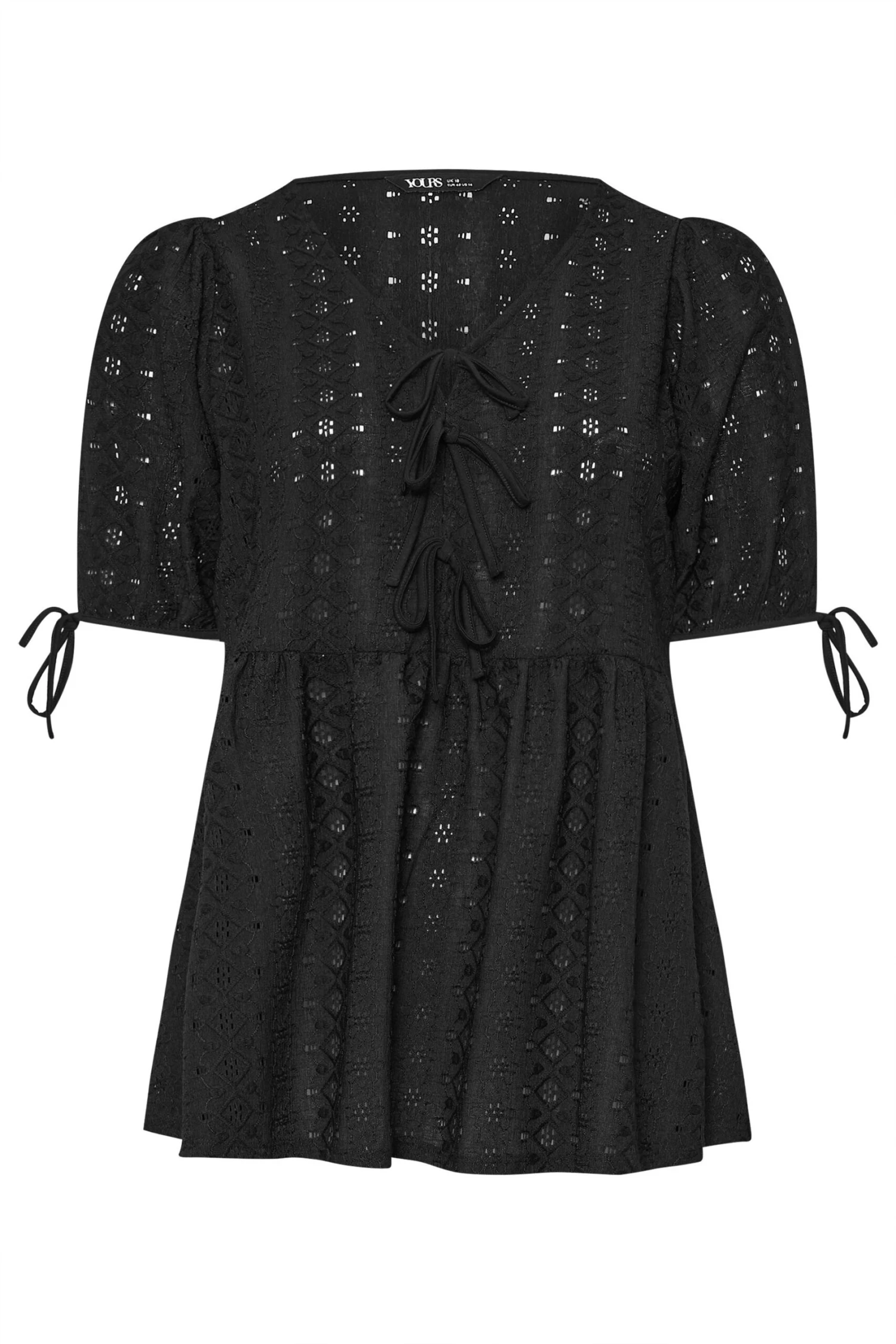 YOURS - Top Noir Broderie Anglaise Peplum Volanté 8 YOURS - Top Noir Broderie Anglaise Peplum Volanté – Image 6