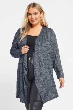 YOURS - Cardigan Midaxi Bleu Marine Design Cascade