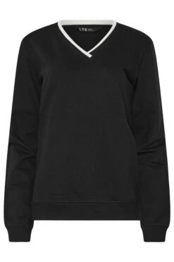 LTS Tall Black Contrast Ribbed Trim Sweatshirt -Evans Boutique 5641ac2d e3d4 4a 356173 X