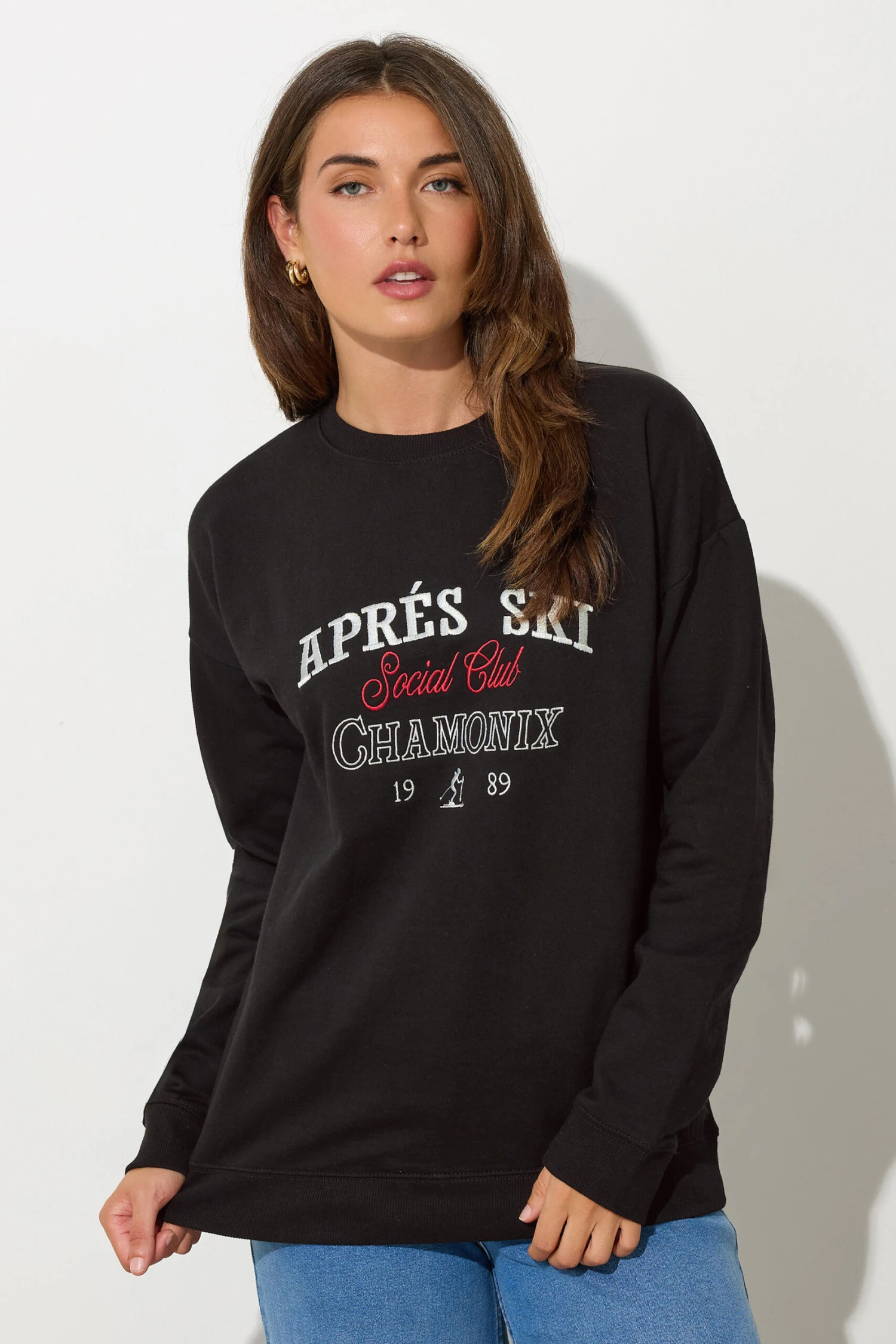 LTS Tall Black 'Apres Ski' Slogan Sweatshirt 4 LTS Tall Black 'Apres Ski' Slogan Sweatshirt – Image 2