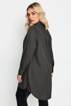 YOURS - Chemisier Gris Charbonneux Long En Coton 9 YOURS - Chemisier Gris Charbonneux Long En Coton -Evans Boutique 56cdeeee a834 4e 216203 C