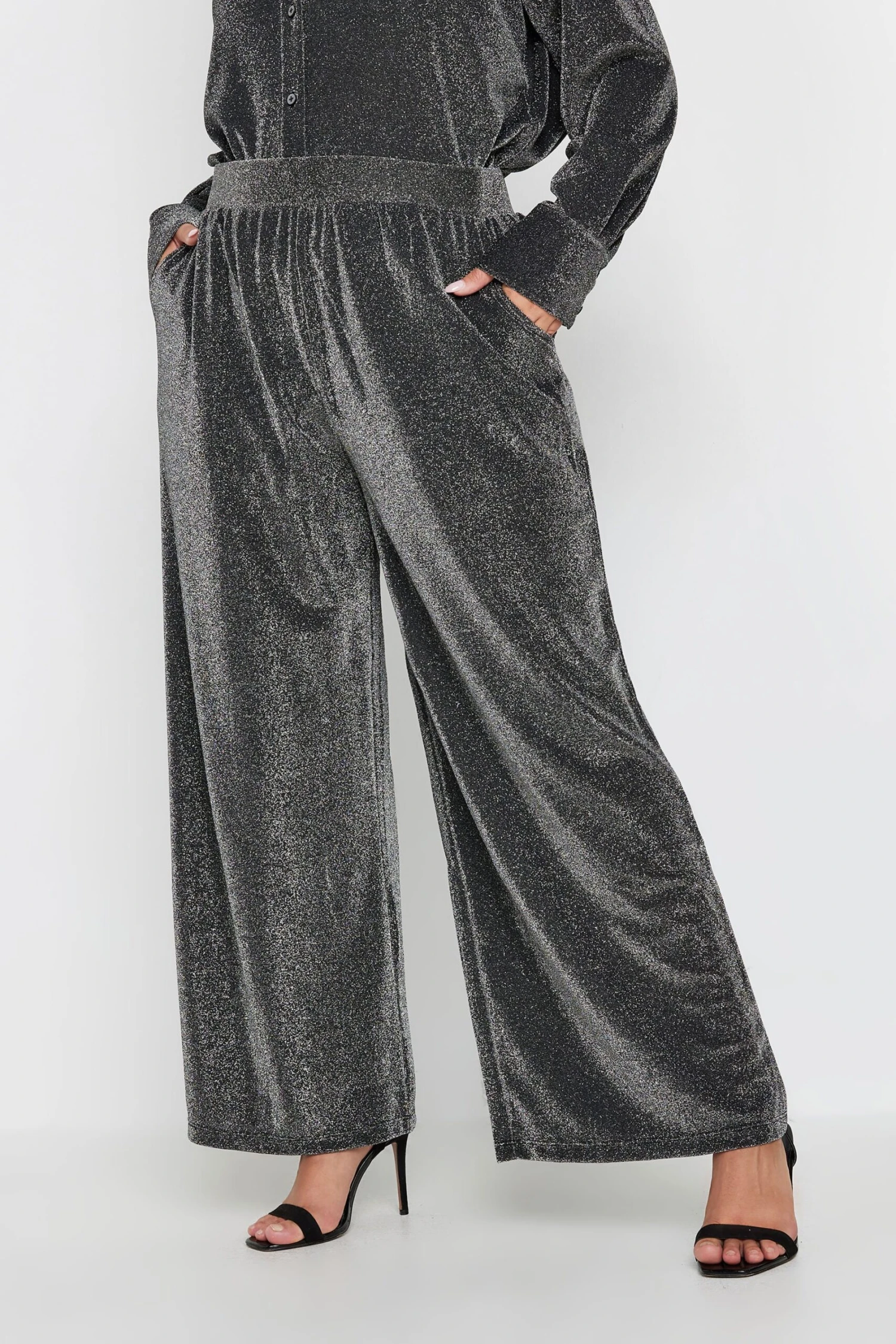 YOURS - Pantalon Argenté Métallique Coupe Wide Leg 4 YOURS - Pantalon Argenté Métallique Coupe Wide Leg – Image 2