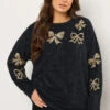 EVANS Curve Black Sequin Bow Fluffy Knitted Jumper -Evans Boutique 57709281 428e 47 616258 A