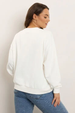 YOURS Curve Sweat-shirt Blanc à Nœud En Feuille D'aluminium -Evans Boutique 57a854aa a499 4c 126786 D