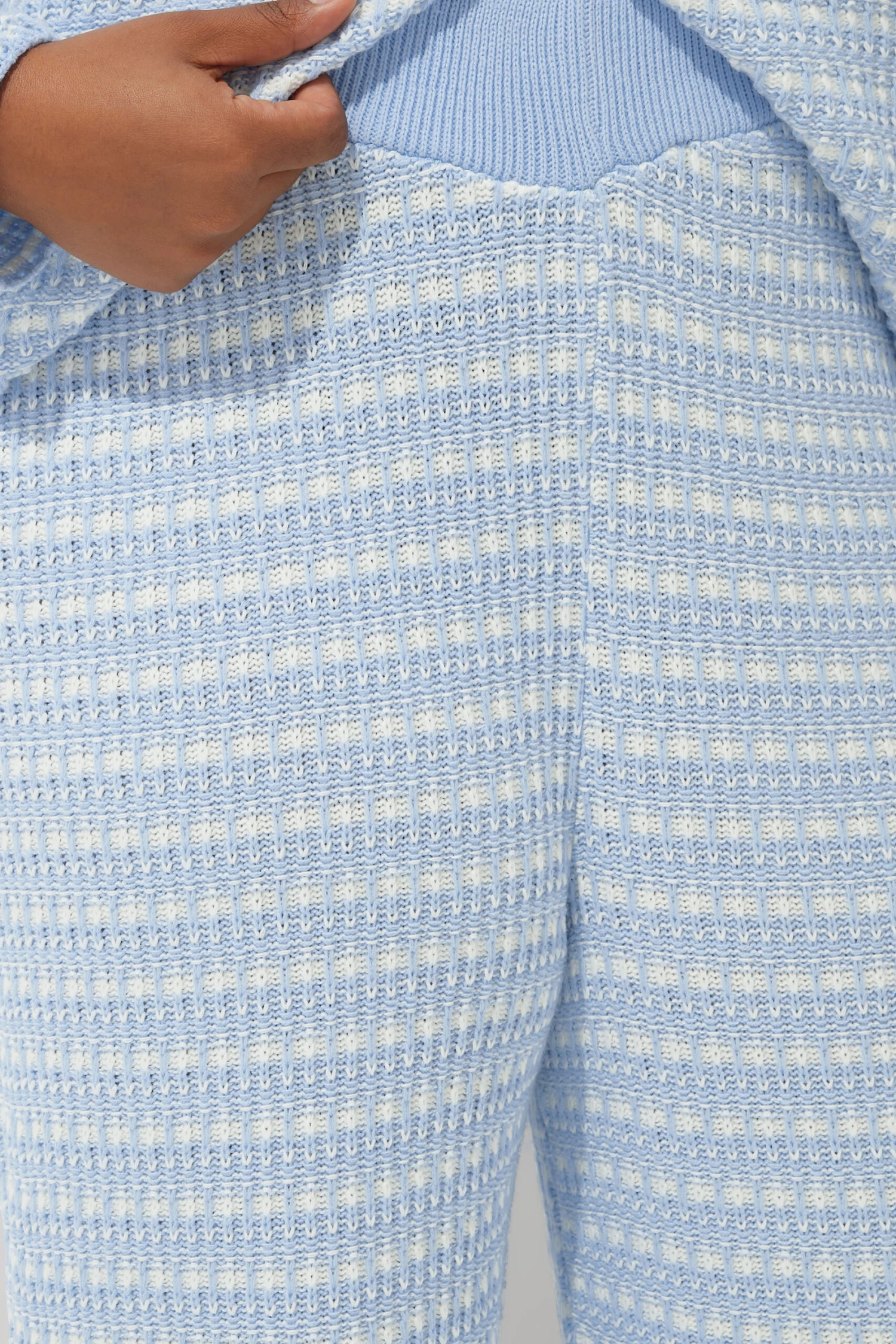 LIMITED COLLECTION - Pantalon Bleu Ciel Coupe Wide Leg Effet Tweed 7 LIMITED COLLECTION - Pantalon Bleu Ciel Coupe Wide Leg Effet Tweed – Image 5