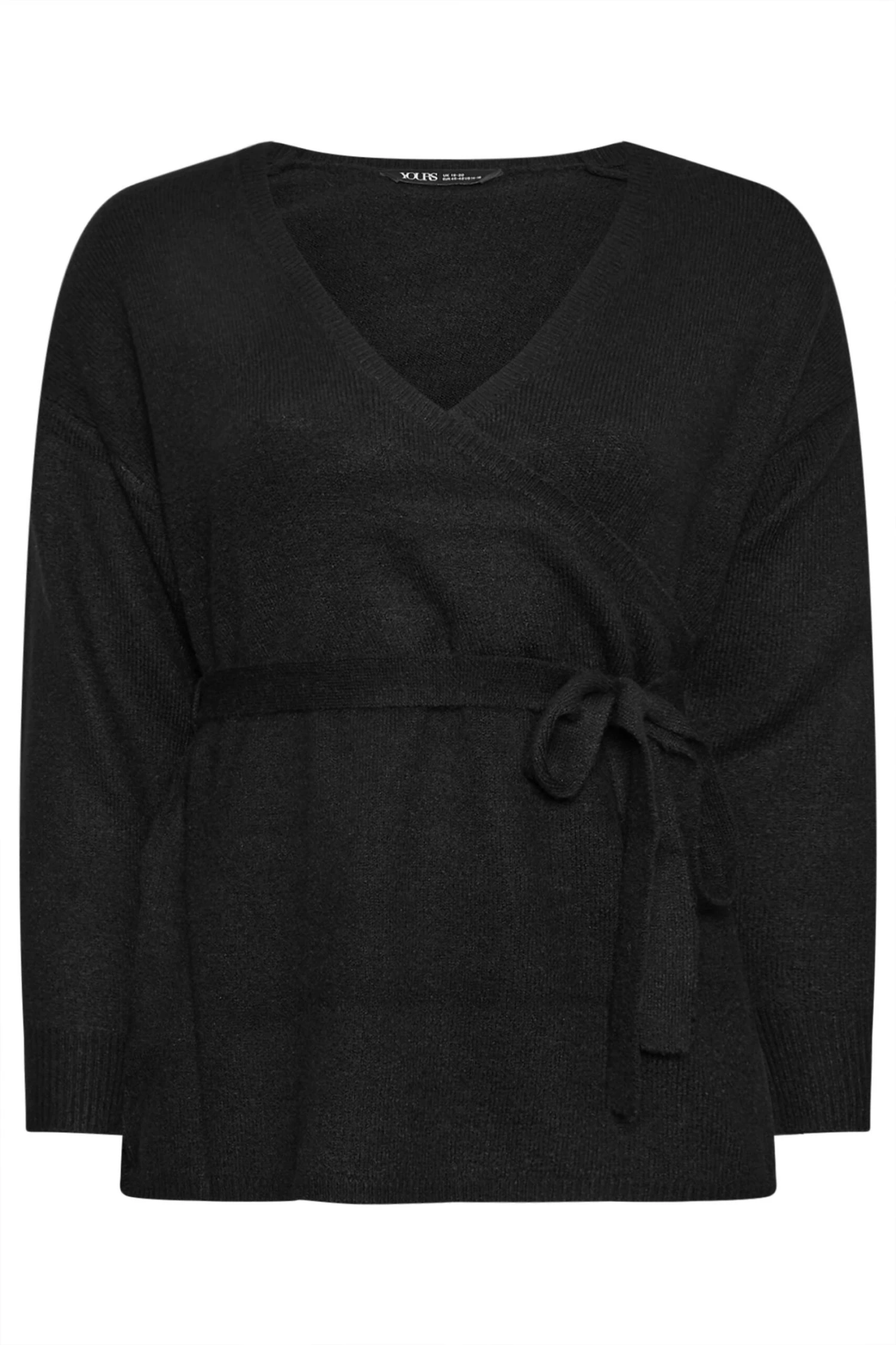 YOURS - Pull Noir En Maille Coupe Cache-Coeur Manches Longues 7 YOURS - Pull Noir En Maille Coupe Cache-Coeur Manches Longues – Image 5