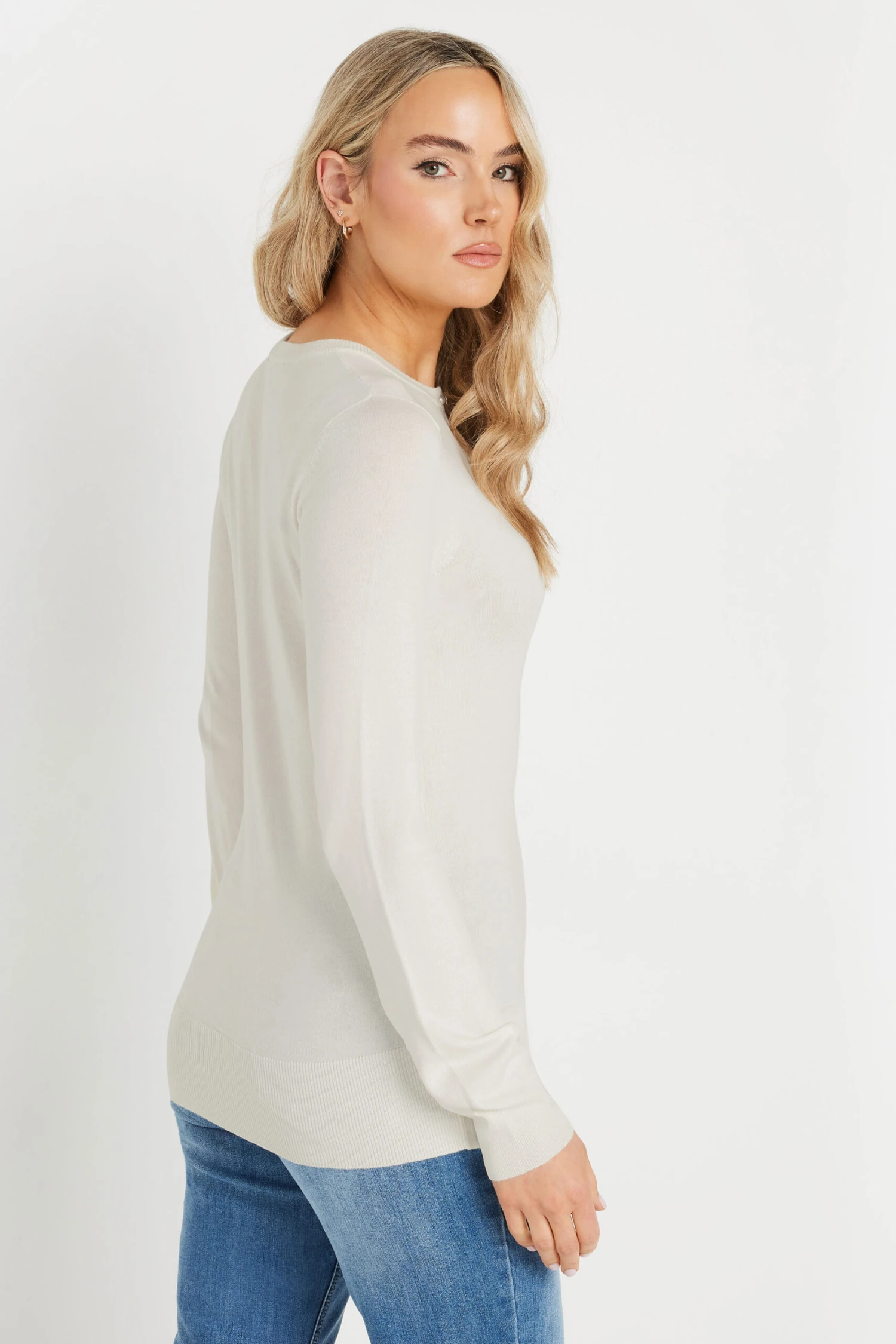 LTS Tall Ivory White Pearl Button Cardigan 7 LTS Tall Ivory White Pearl Button Cardigan – Image 5