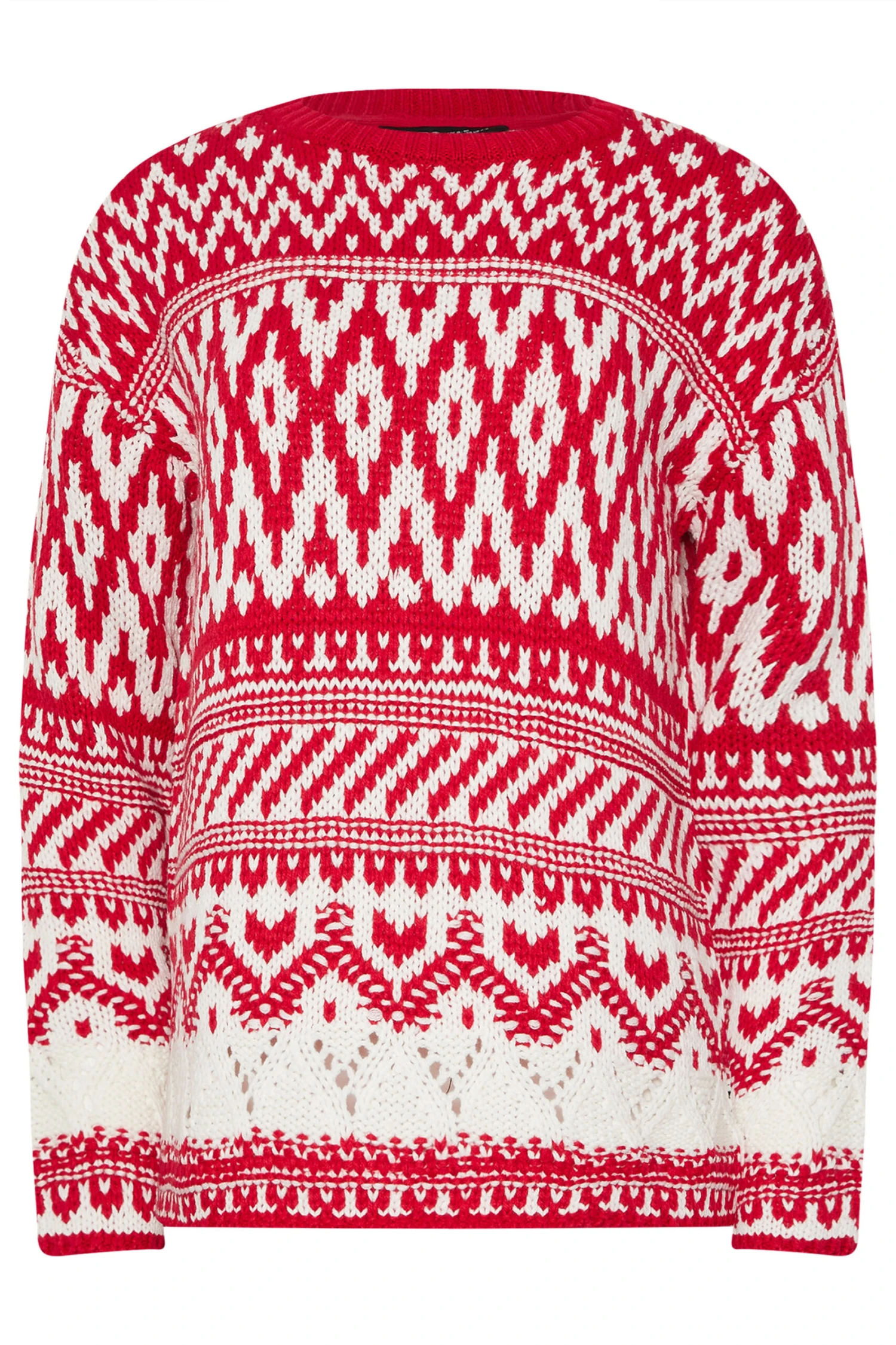 LTS Tall Red & White Fairisle Jumper 7 LTS Tall Red & White Fairisle Jumper – Image 5