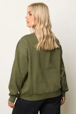 YOURS - Sweat-shirt Brodé Vert Kaki -Evans Boutique 588fbd9f 3dc0 43 126782 D