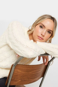 LTS Tall Ivory White Chunky Cable Knit Jumper -Evans Boutique 58d9a8b3 7577 4a 355331 D