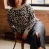 EVANS Curve Brown Leopard Print Knitted Jumper -Evans Boutique 58ec4ee8 0708 4f 6156247
