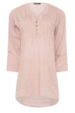 LTS Tall Light Pink Henley Top -Evans Boutique 58fce69e 0a2a 4b 355206 X