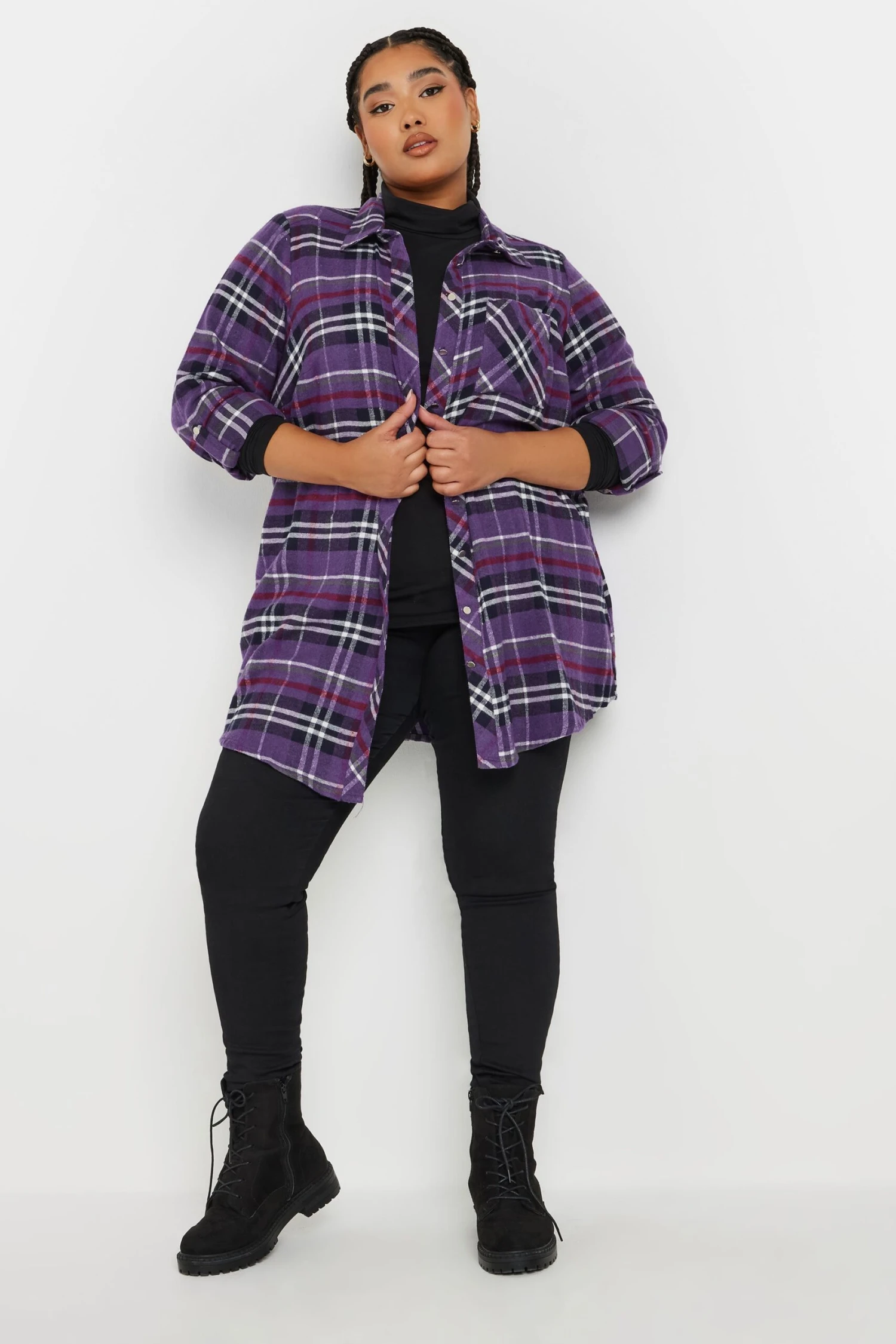 YOURS - Chemisier Boyfriend Violet à Carreaux 4 YOURS - Chemisier Boyfriend Violet à Carreaux – Image 2