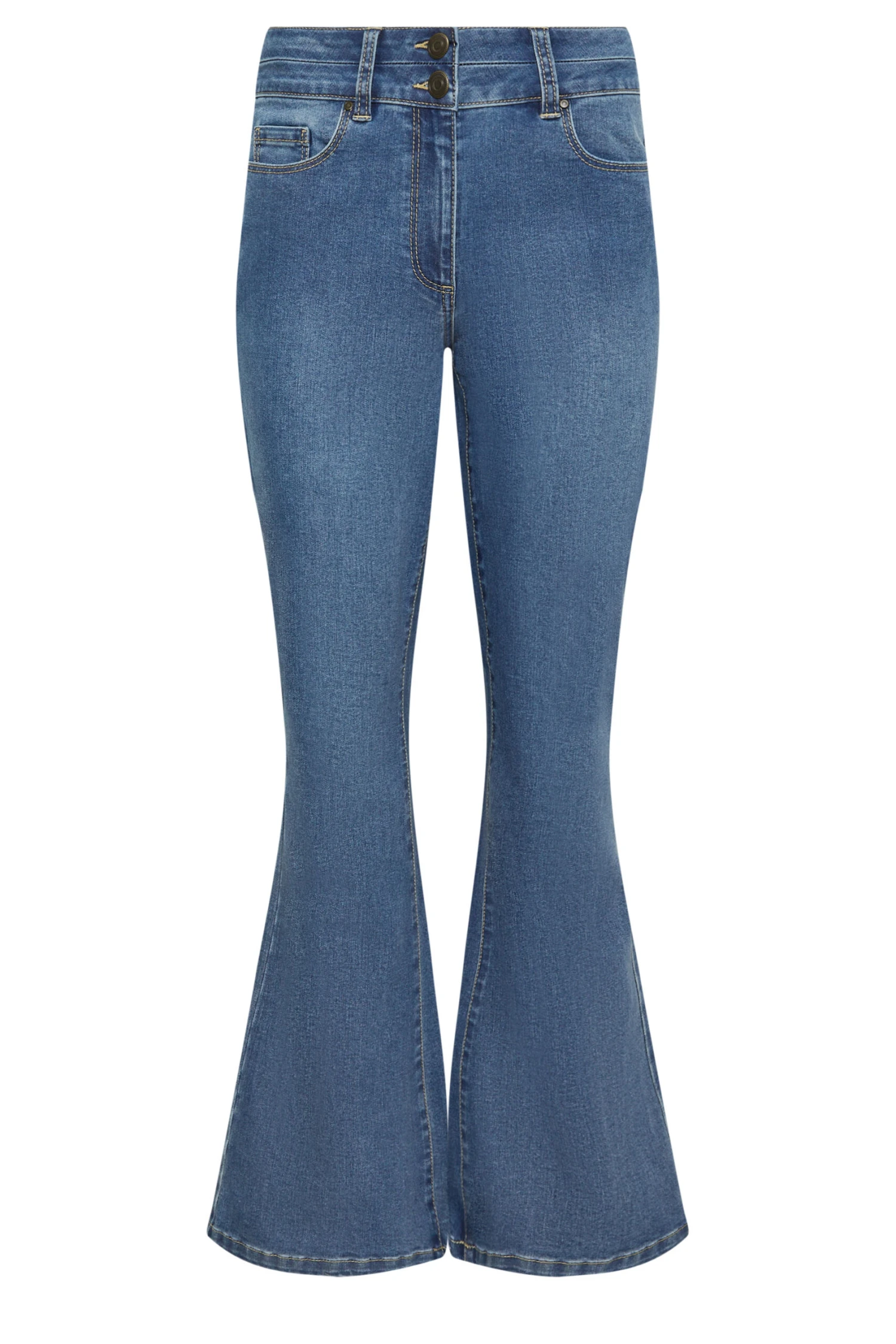 M&Co Mid Wash Blue Lift & Shape Kick Flare Jeans 8 M&Co Mid Wash Blue Lift & Shape Kick Flare Jeans – Image 6