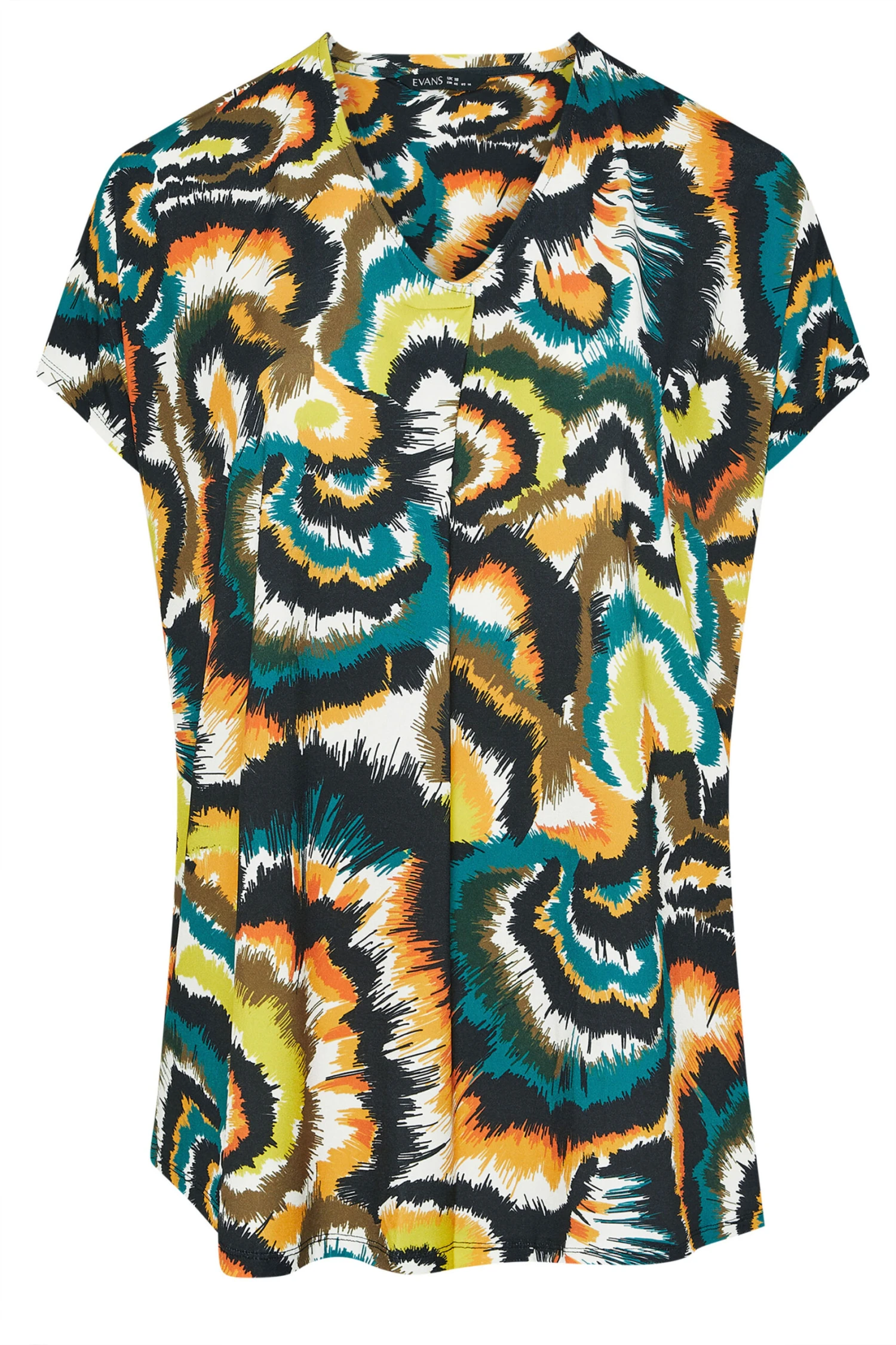 EVANS Curve Dark Green Smudge Print Angel Sleeve Jersey Top 7 EVANS Curve Dark Green Smudge Print Angel Sleeve Jersey Top – Image 5