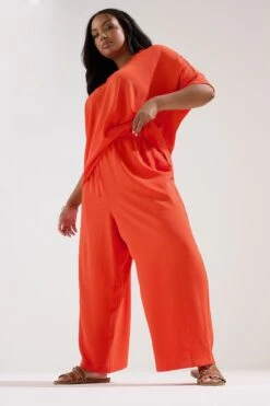 YOURS Curve Pantalon Large Orange à Taille Nouée -Evans Boutique 59c46a59 8d5b 4d 175241 B