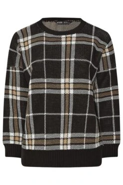 YOURS - Pull En Maille à Carreaux Noirs 13 YOURS - Pull En Maille à Carreaux Noirs -Evans Boutique 59e6c0e9 0425 47 280808 X