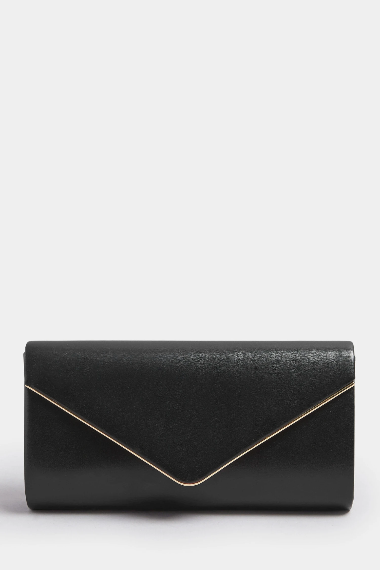 Black Faux Leather Metal Trim Clutch Bag 4 Black Faux Leather Metal Trim Clutch Bag – Image 2