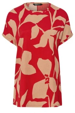 YOURS - Top Rouge Texturé Floral Manches Courtes 11 YOURS - Top Rouge Texturé Floral Manches Courtes -Evans Boutique 5a157bcc ffa4 46 304116 X