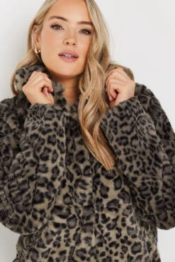 LTS Tall Brown Leopard Print Faux Fur Coat 12 LTS Tall Brown Leopard Print Faux Fur Coat -Evans Boutique 5a189c38 ff20 41 354093 E