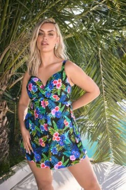 YOURS Curve Haut De Tankini à Armatures Noir à Imprimé Tropical De Qualité Supérieure