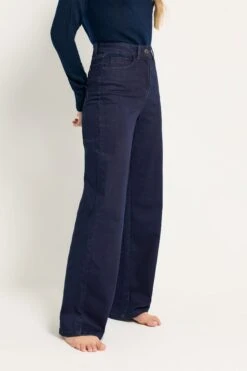 LTS Tall Dark Indigo Blue Wide Leg Jeans -Evans Boutique 5ad357c5 2d10 4f 354066 B