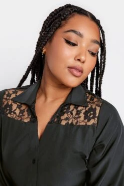 YOURS - Chemisier Noir Dentelle Manches Longues -Evans Boutique 5ae0df60 5d76 42 330181 D